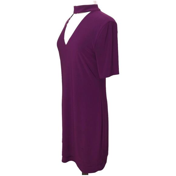 WHBM Floral Reversible Short Sleeve Choker Knit Shift Dress Medium EUC - Picture 6 of 12